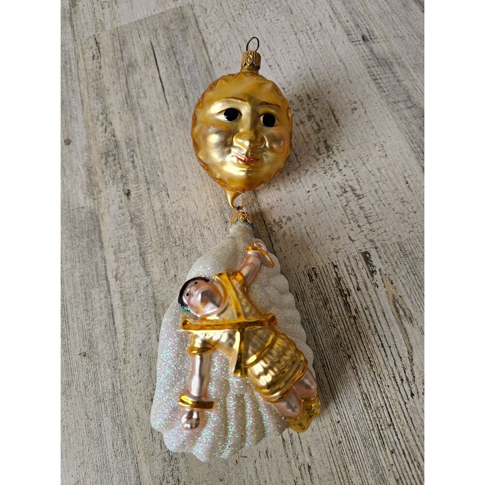 Patricia breen icarus flies superhero Greek sun double ornament glass glitter Xm